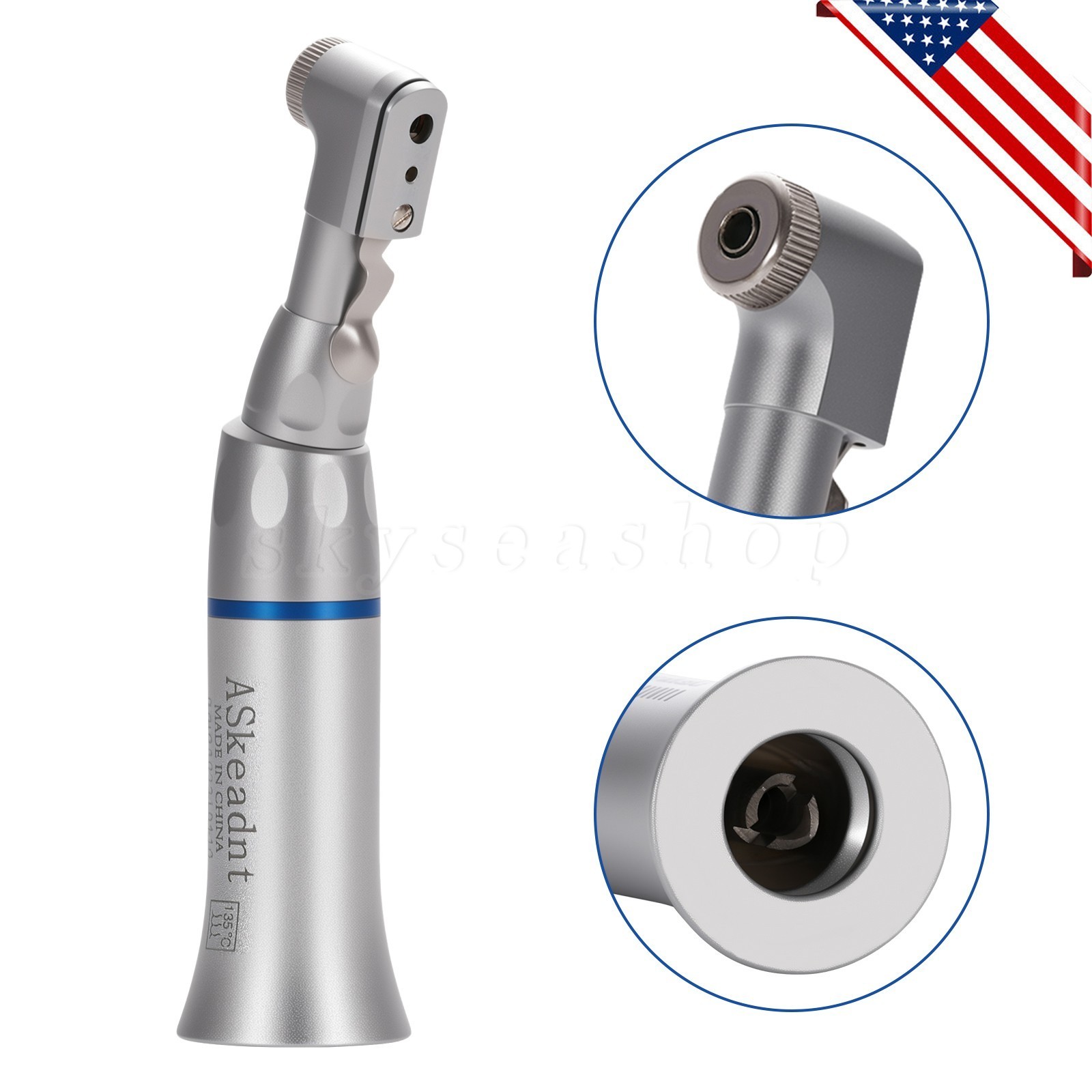 ASkeadnt Dental Contra Angle Handpiece Low Speed Contrangle Latch Burs External