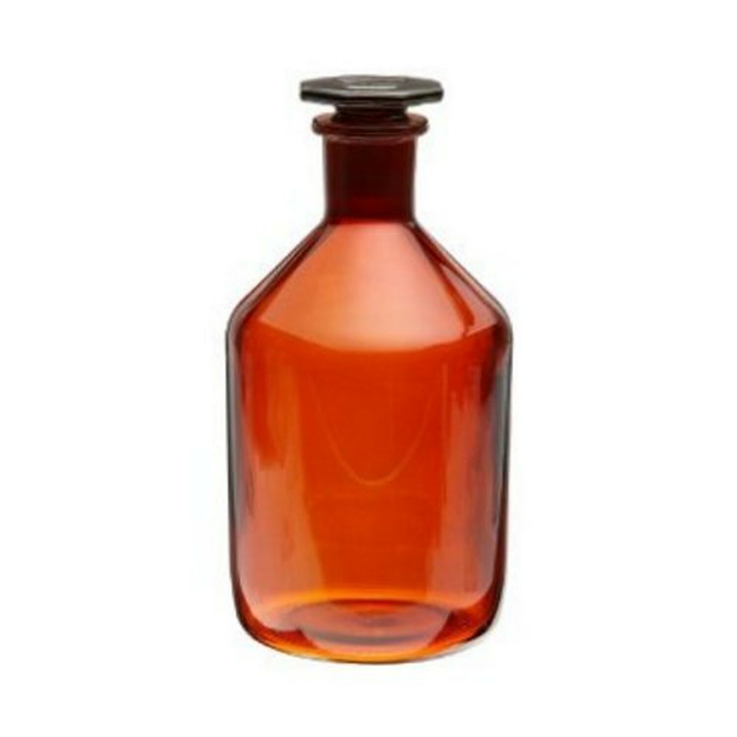 Reagent Bottle, Amber, 500mL, Narrow Mouth w/Stopper (Pack of 8)