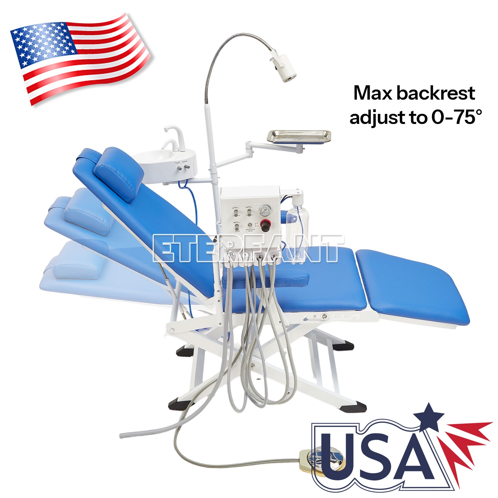 Dental Foldable Portable Folding Chair+Unit Air Turbine Dentist LED Exam Light