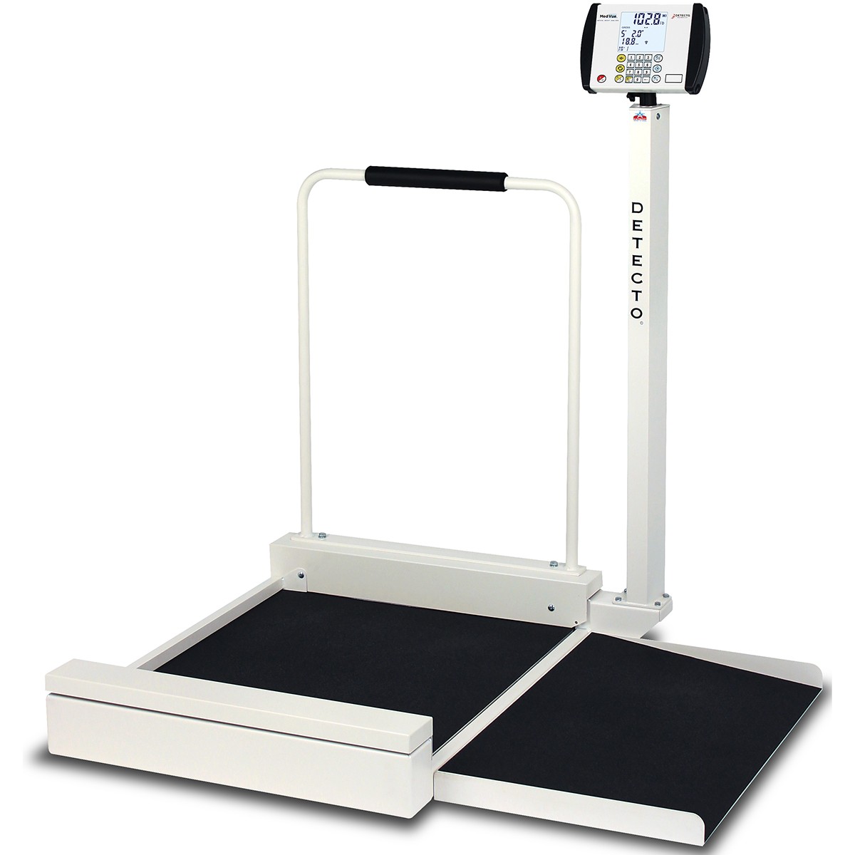 Detecto 6495 Stationary Digital Wheelchair Scale Handrail 800lb x 0.2lb BMI WiFi
