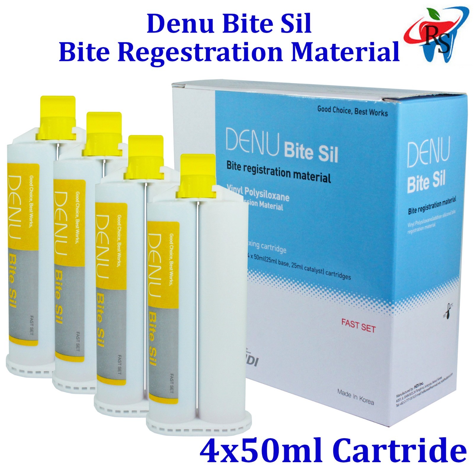 Denu Bite Sil Impression Registration Material VPS 4x Automix Cartridge 50ml