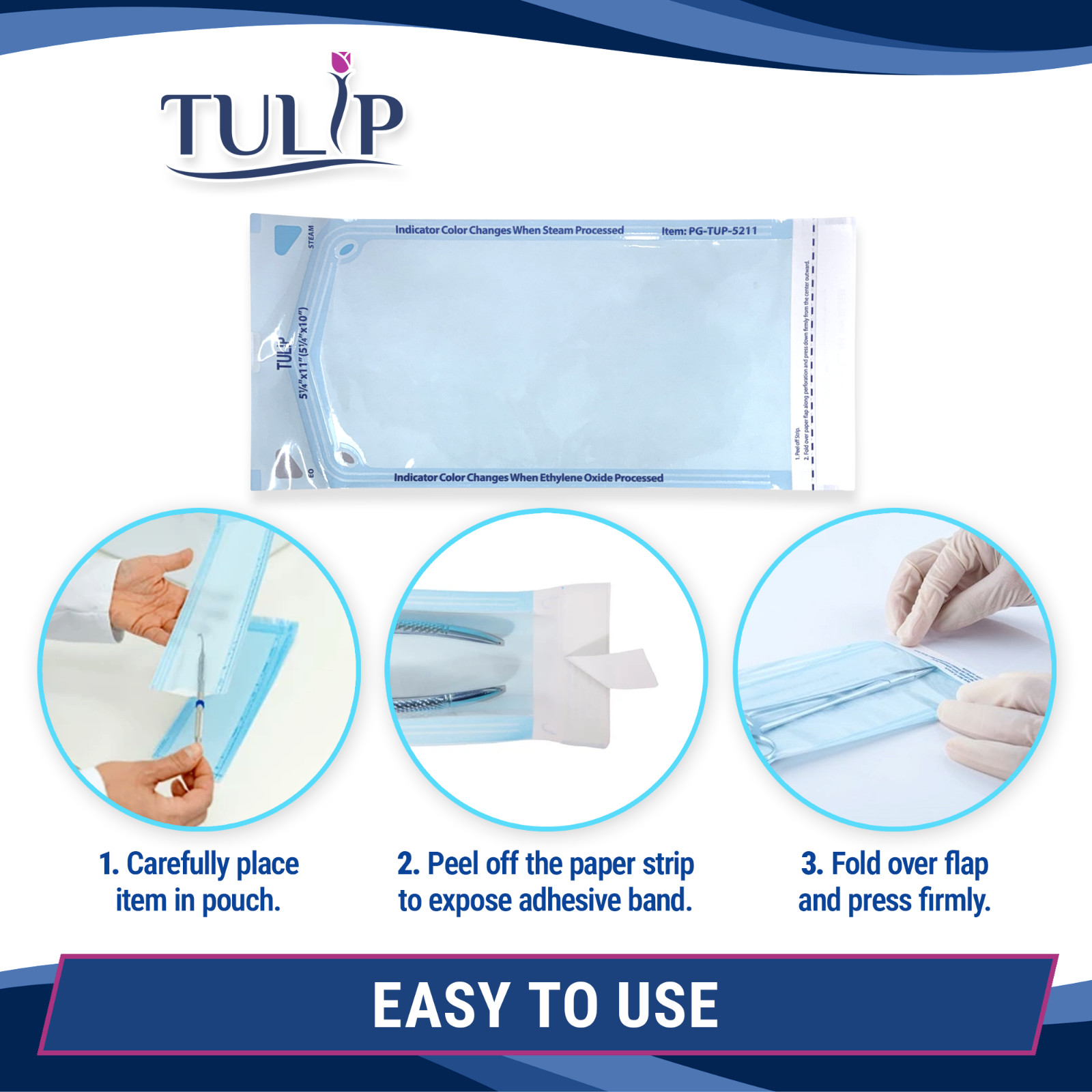 2,000 5.25″ x 10″ Self-Sealing Sterilization Pouches Nail Bags Autoclave TULIP