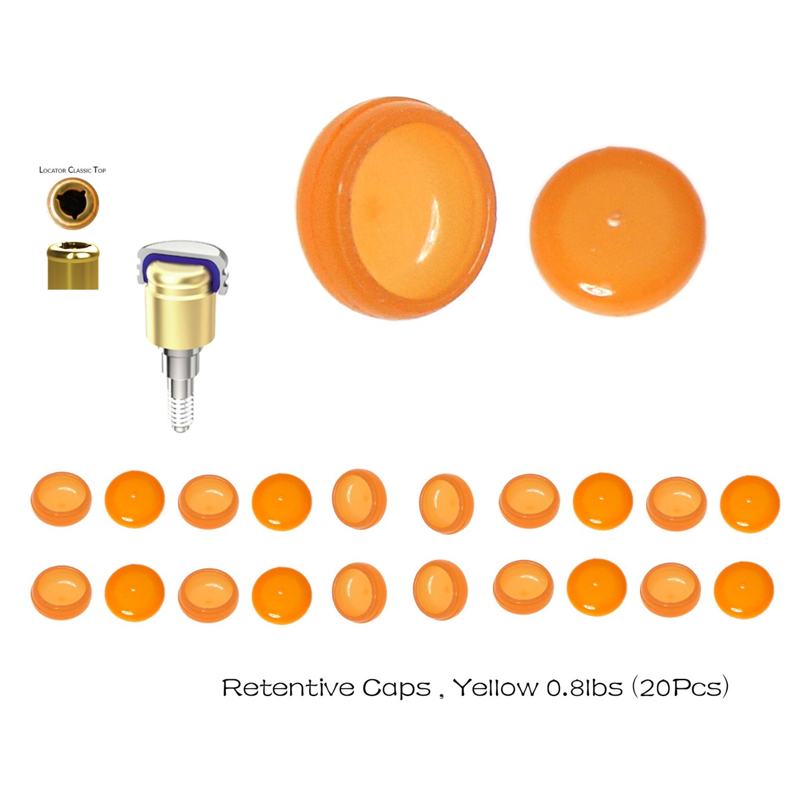 20Pcs Dental Overdenture Locator Abutment Replacement Retention Cap Inserts Set