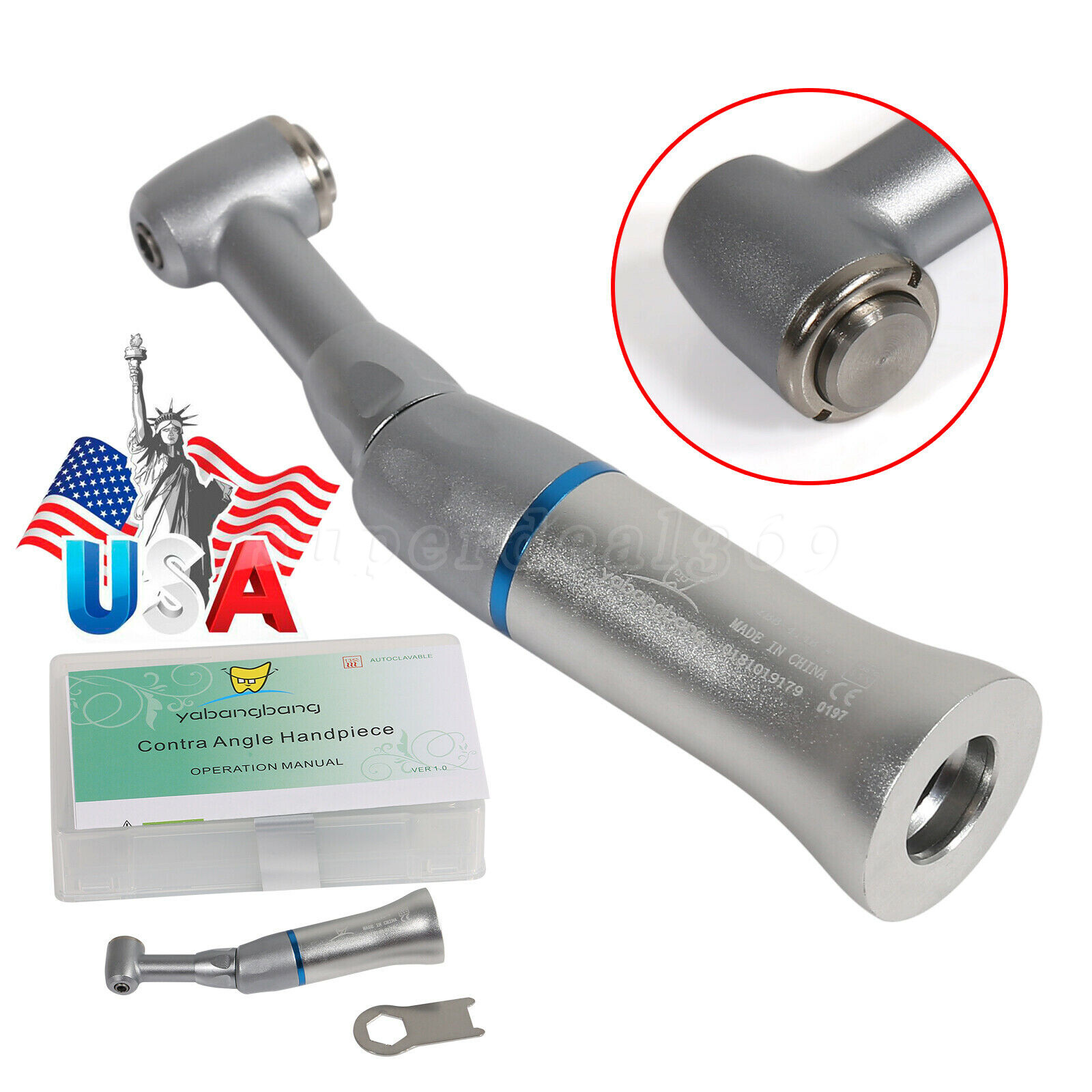 1-5 pcs Dental Low Speed Push Button Contra Angle /Air Motor 2/4H Fit NSK YAD Or