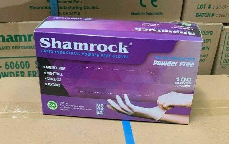 Shamrock Latex Hand Gloves 100ct/box XS, S, M, L 60600