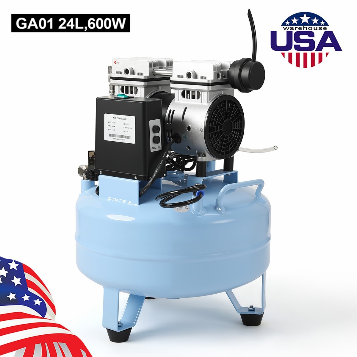 24L/40L Portable Dental Air Compressor Oil Free Silent Air Pump for Dental Unit