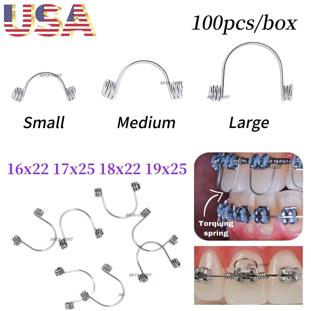 100* Dental Orthodontic Anterior Teeth Torquing Torque Rectangular Spring S/M/L