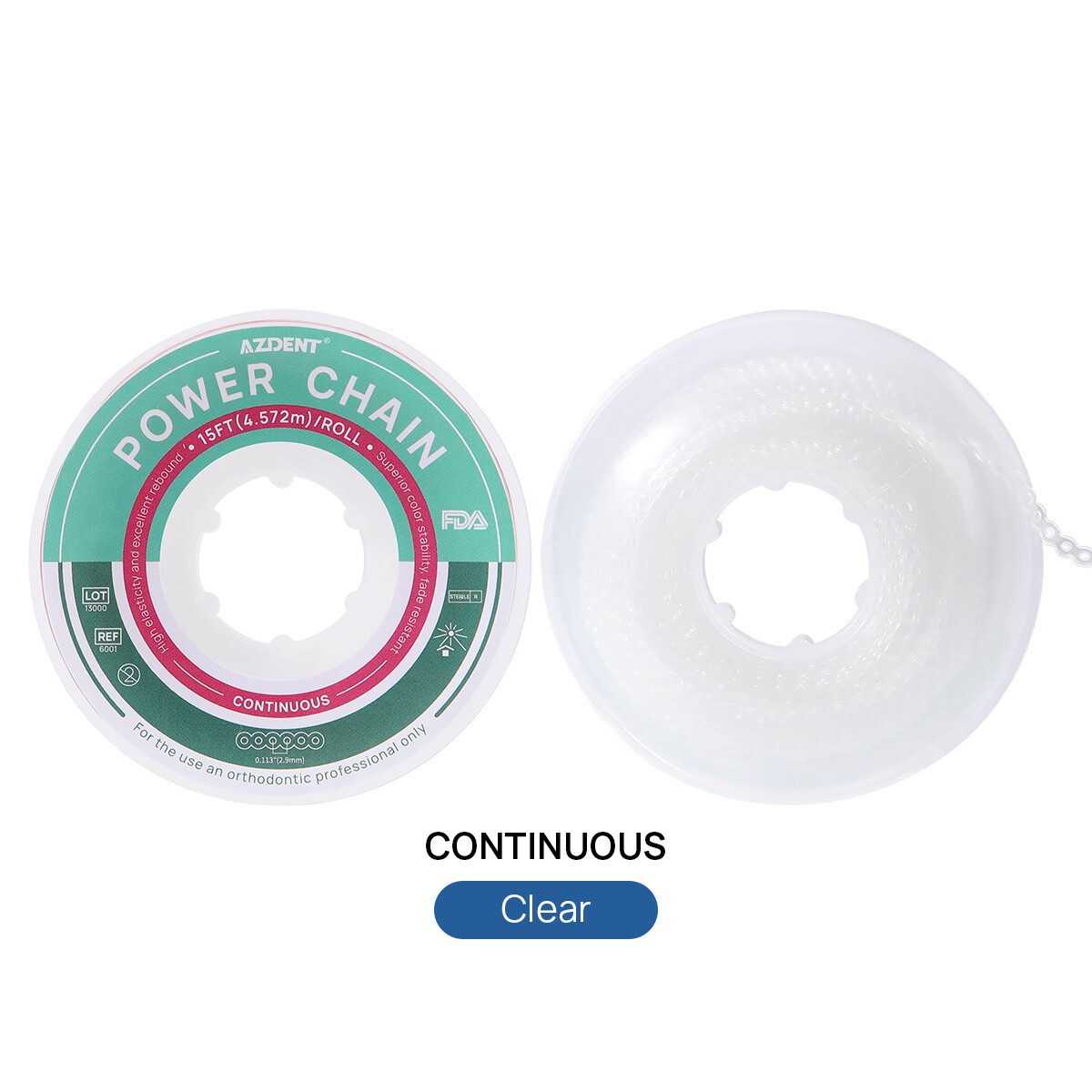 AZDENT Dental Orthodontic Colored Elastic Power Chain Long Short Continuous