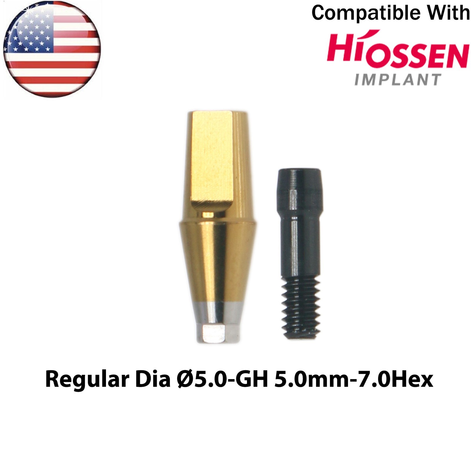 US Dental Straight Transfer Abutment Hex Fits Hiossen Osstem Regular Ø4.5/5.0mm