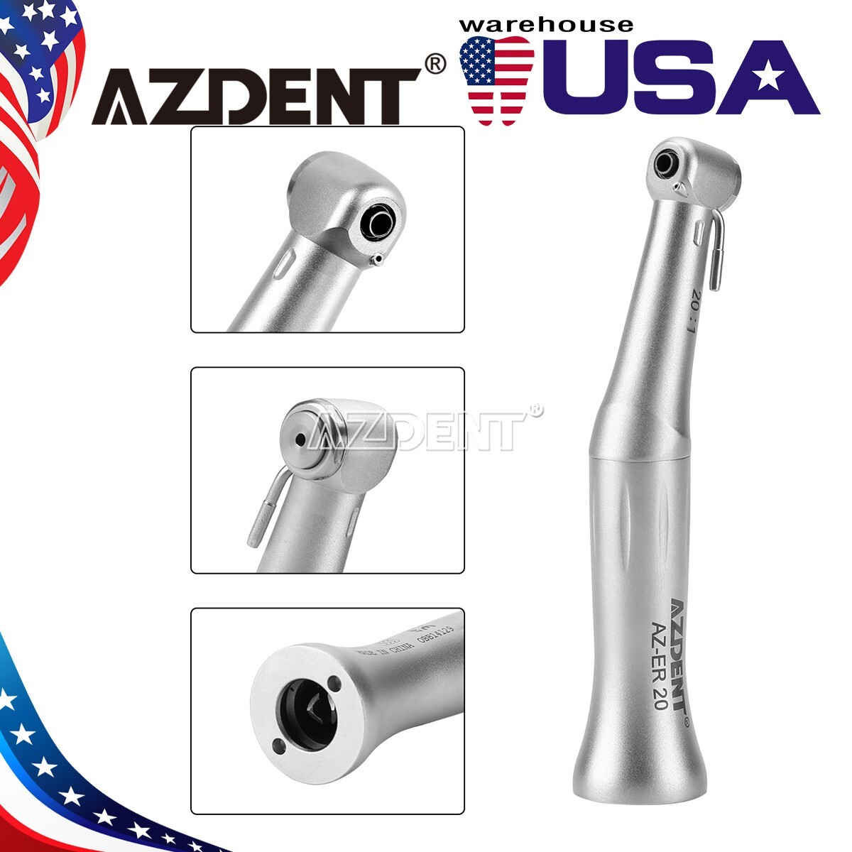 Dental 20:1 Contra Angle Implant Low Speed Handpiece Fit E-Type Motor