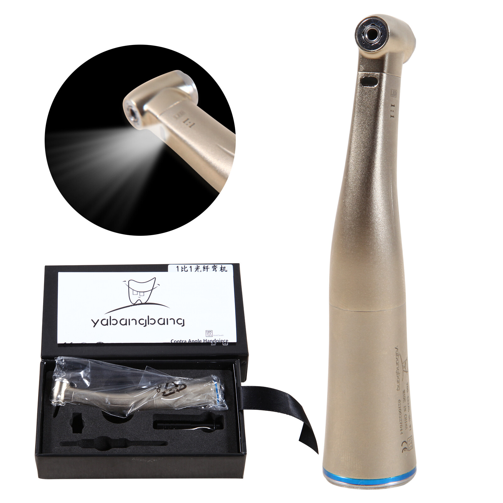 Dental 1:5 1:1 Electric Fiber Optic LED Contra Angle Handpiece Fit NSK/Kavo X95L