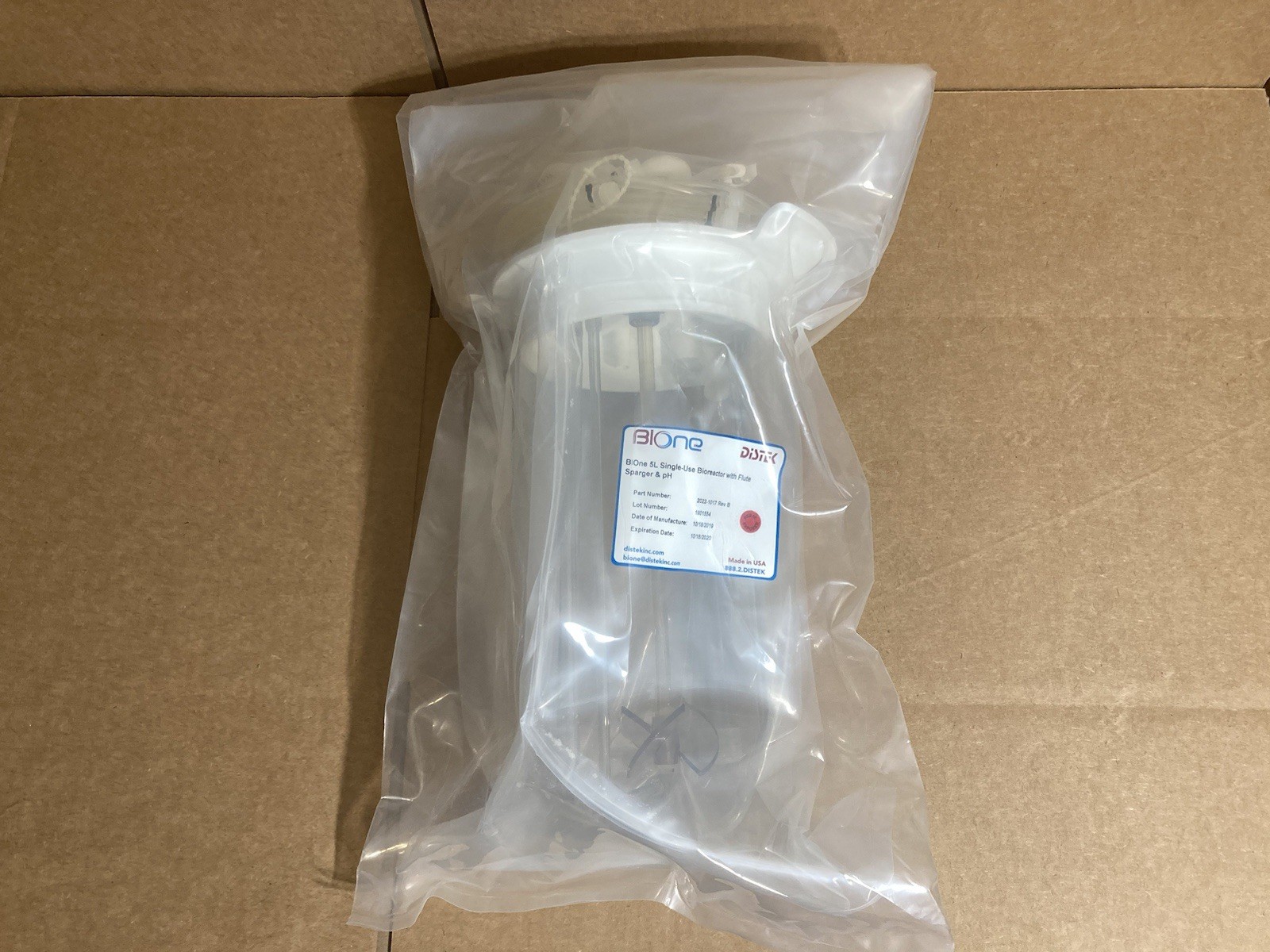 Bione Distek 2022-1017 Single Use Bioreactor Flute Sparger PH Probe 5 Liter Exp