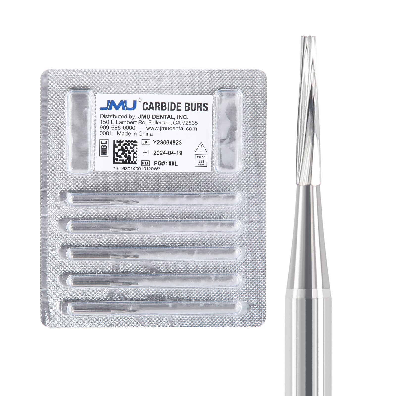 JMU Dental Carbide Burs FG 169L 170 171 172 High Speed Taper Fissure Midwest 5pc