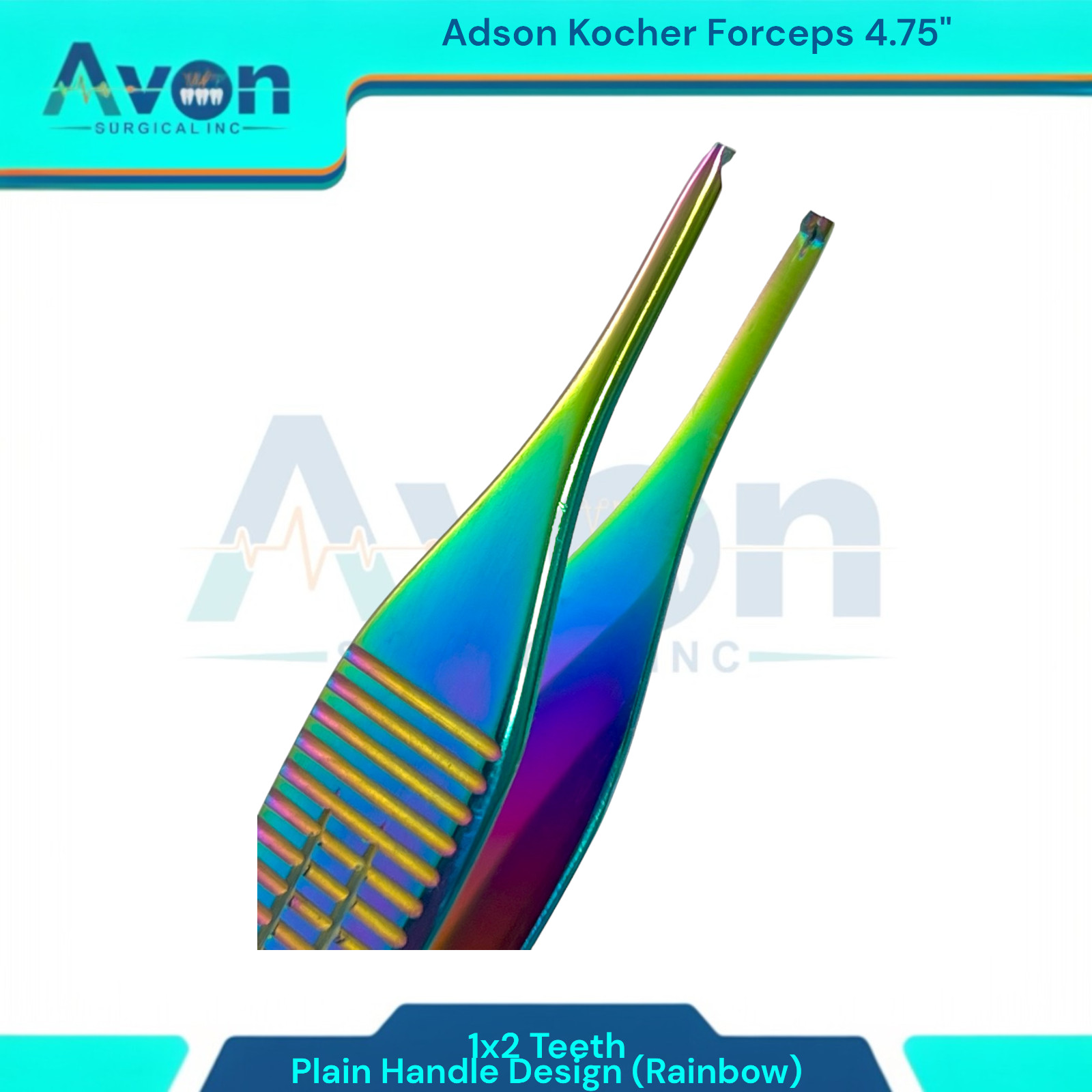 Adson Tissue Forceps 4.75″ 1×2 Teeth Tips, Rainbow Titanium Color Finish (1 EA)