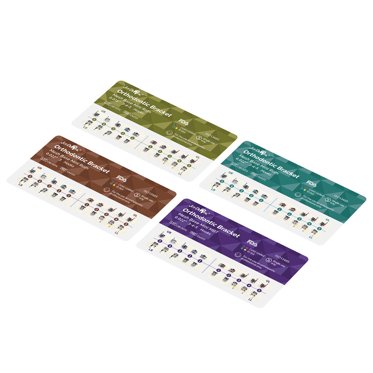 Dental Ortho Brackets Mini Roth/MBT.022″/.018 Hooks 3 4 5 Monoblock /Mesh Base
