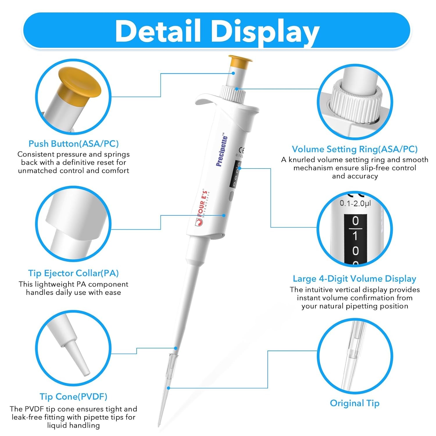 Micro Pipette Professional Single-Channel Pipettor Pipette 0.1-2.0μl,0.5-10μl…