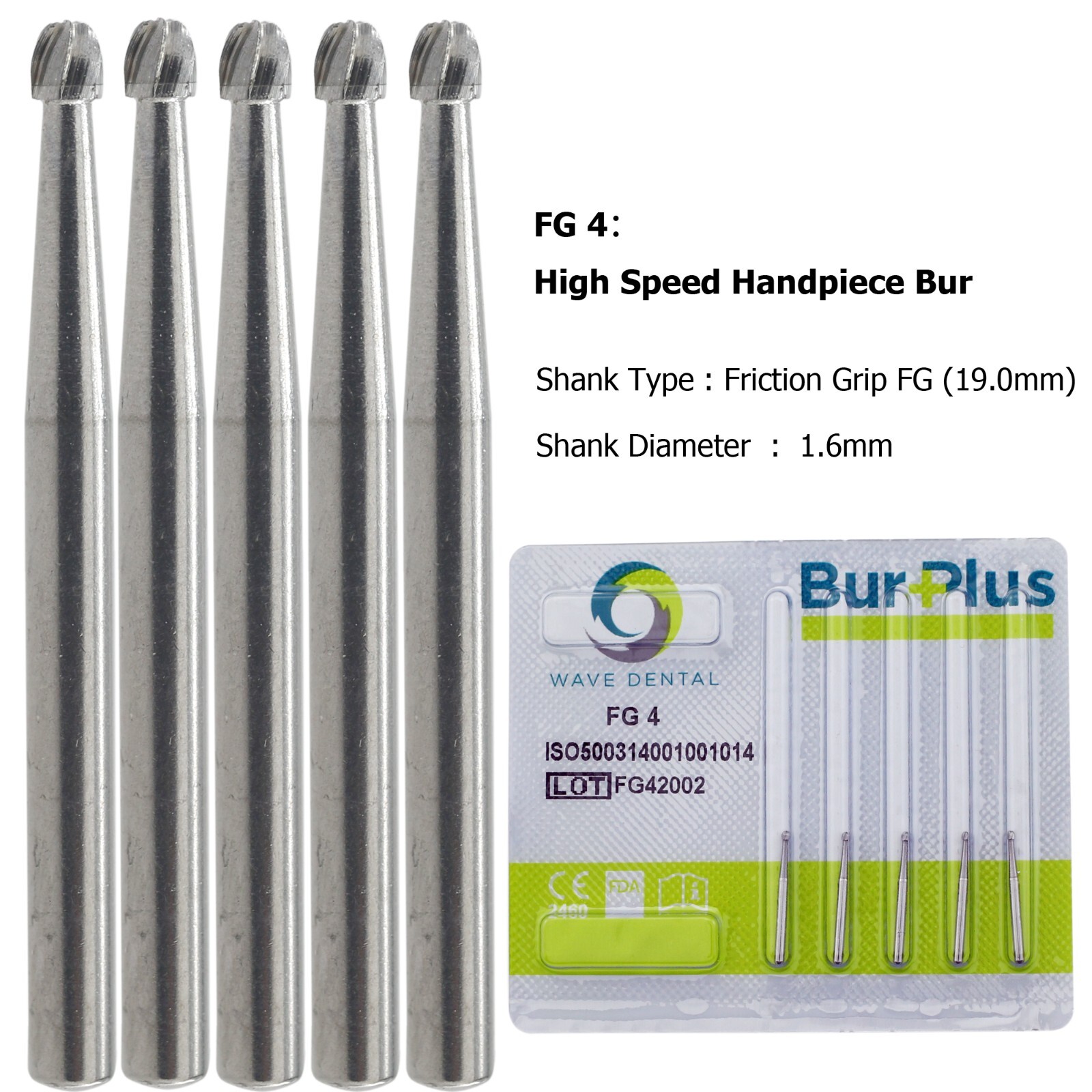 Wave Dental Carbide Bur FG330 Round 1/4 2 4 6 8 557 Friction Grip High Speed Bur