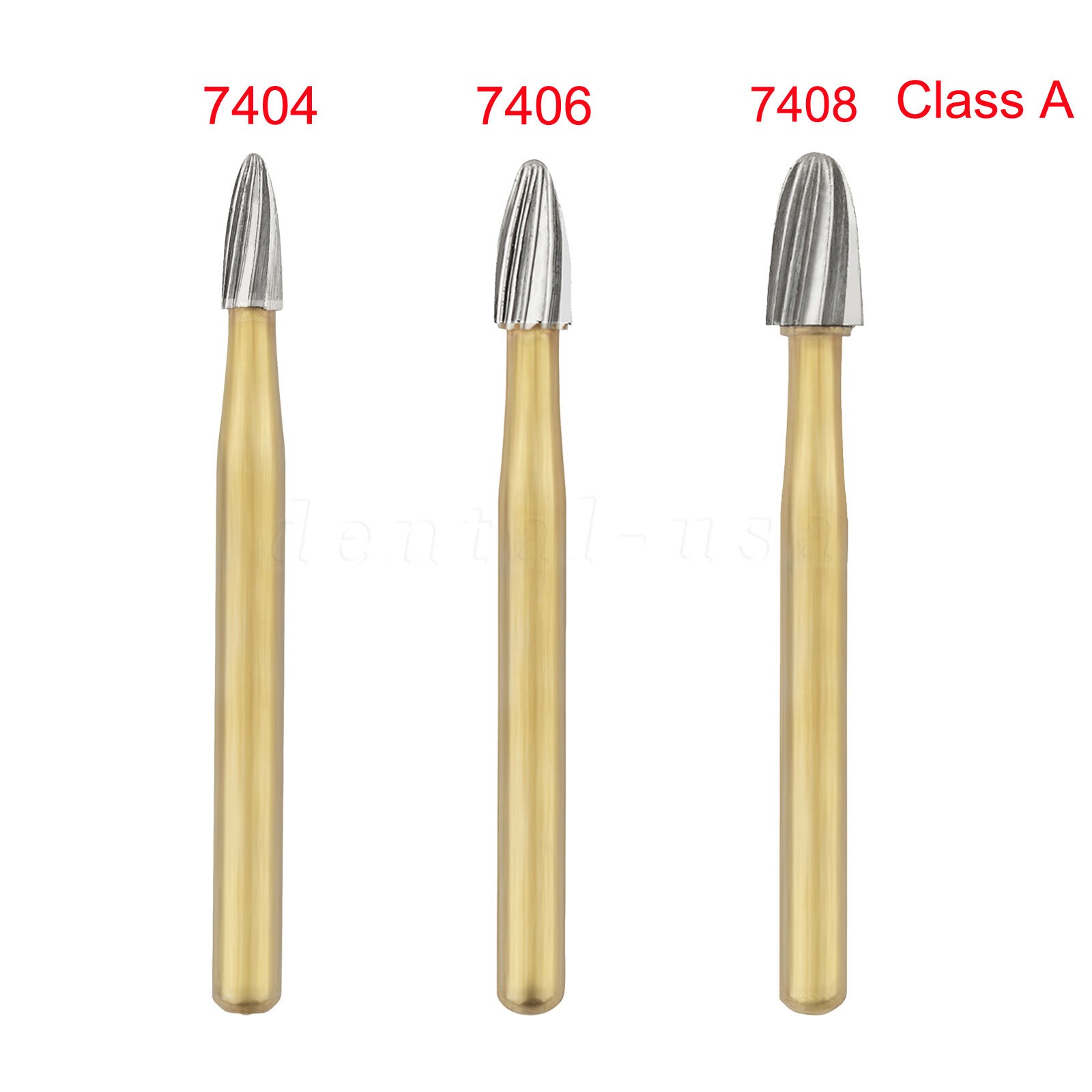 Dental Tungsten Carbide Gold Burs Trimming & Finishing FG7901 /7902/ 7406 /7408