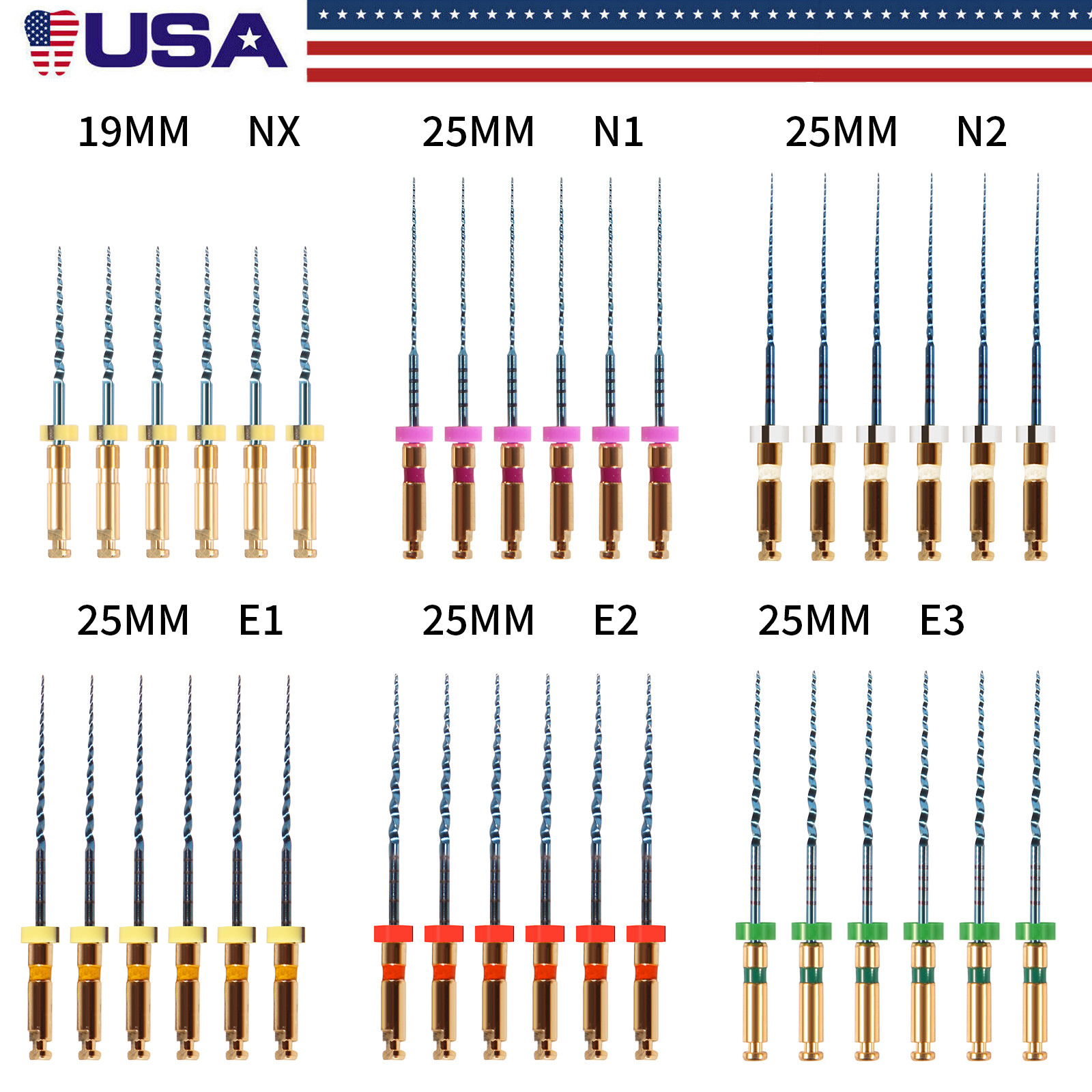 Dental Endodontic Root Canal Niti Super Rotary Files Engine Use 25MM/21MM/19MM