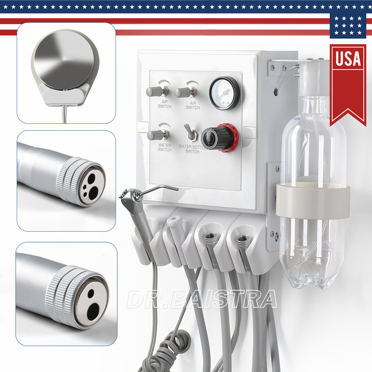Portable Dental Turbine Unit Air Compressor/High&Low Speed Handpiece Kit 2/4Hole