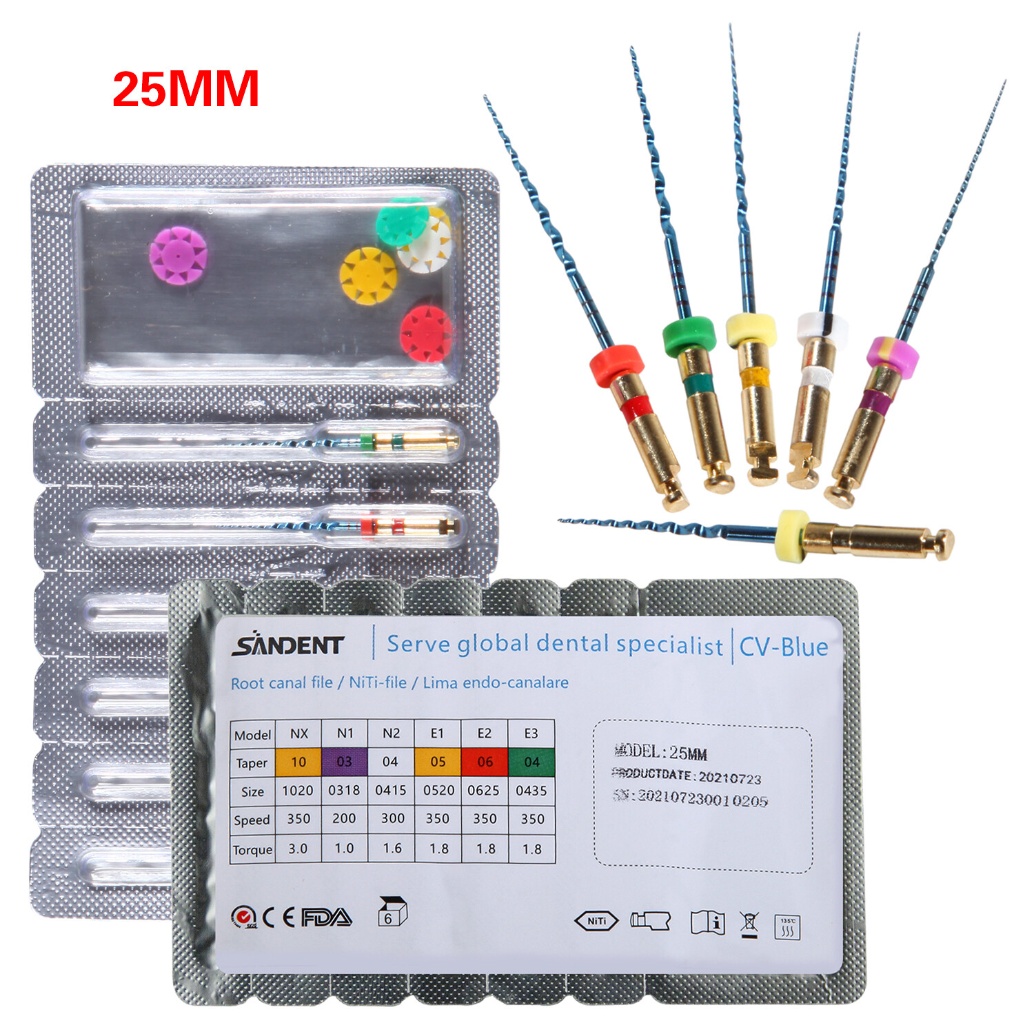 6pcs Dental NiTi Super Rotary Files Endodontic Endo Motor Root Canal 21/25/31mm