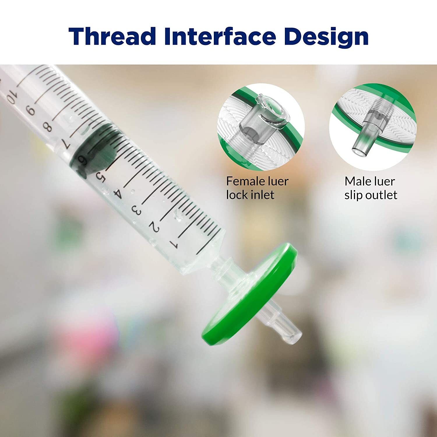 100PCS PES Syringe Filters 0.22μm 13mm/25mm/33mm + 50mL Conical Centrifuge Tubes