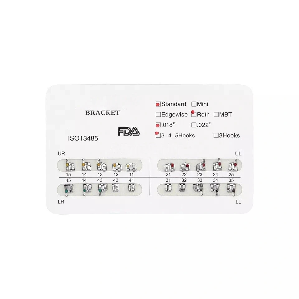 Dental Orthodontic Brackets Braces Mini Standard Roth MBT.022/.018 Hooks 3/3-4-5