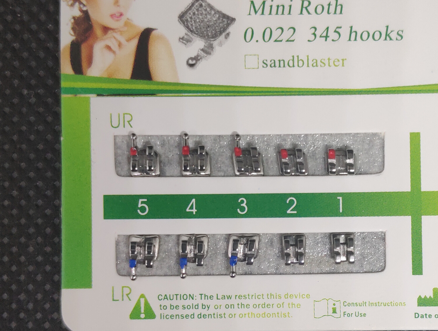 10Sets Dental Orthodontic Metal Brackets Mini Roth/MBT/Edgewise 022 345/no Hooks