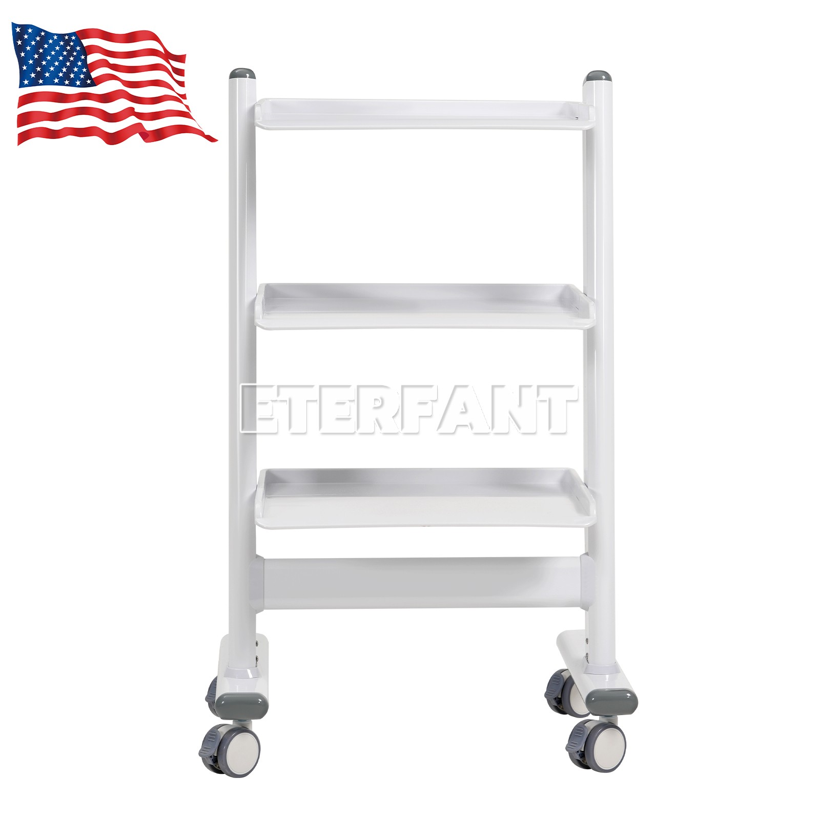 Dental Medical 3 Layer Trolley Cart Tool Mobile ABS Instrument Stand with Socket