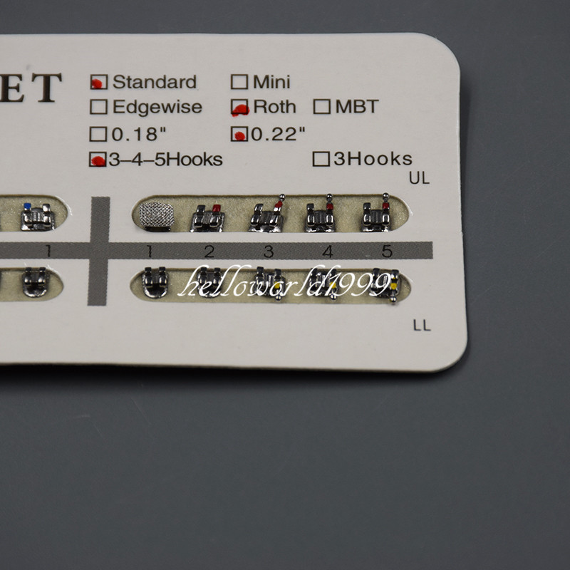 20 Pcs/Set Dental Orthodontic Standard Roth 0.22”Slot 345 Brackets Braces Metal