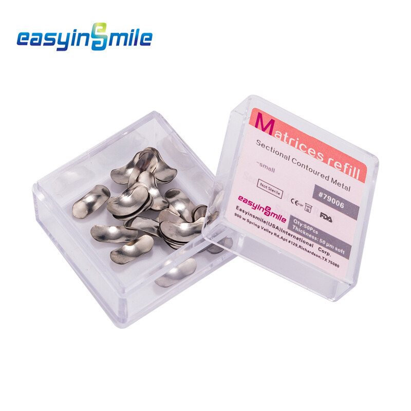 50Pcs Dental Metal Matrices Matrix Band Sectional Contoured Refill S/M/L 50μm