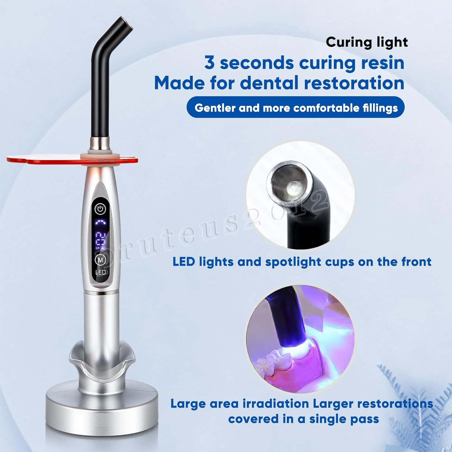 Dental Wireless Cordless LED Cure Curing Light Lamp 2000mw 5W Tool Resin Cure US