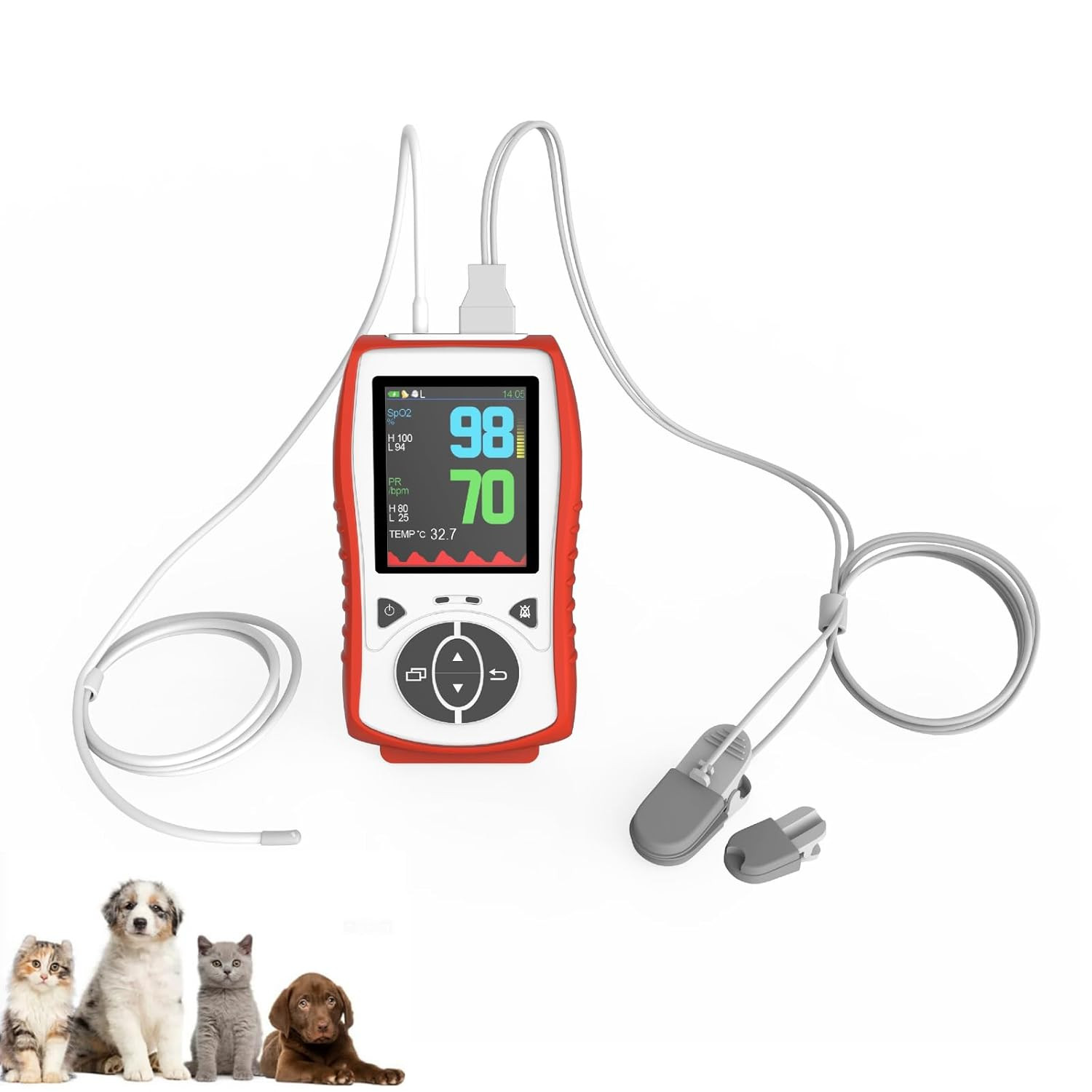 Pulse Oximeters White Vet Pulse Oximeter Handheld Oximeter 2.8in LCD Pet Vital