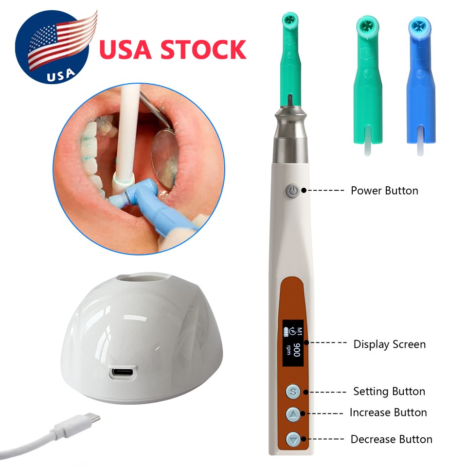 Portable Dental Cordless Hygiene Prophy Teeth Polishing Handpiece + 2 Angles