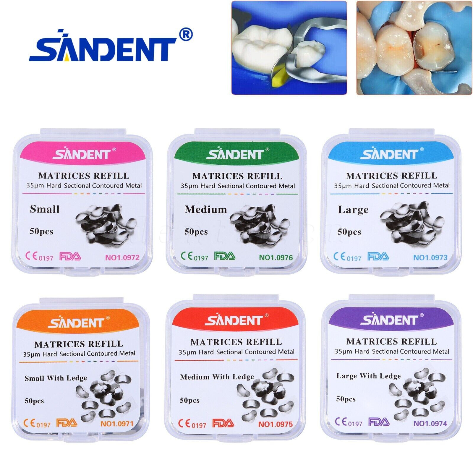 50 Pcs Dental Metal Matrices Matrix Band Sectional Contoured Refill S/M/L 35μm