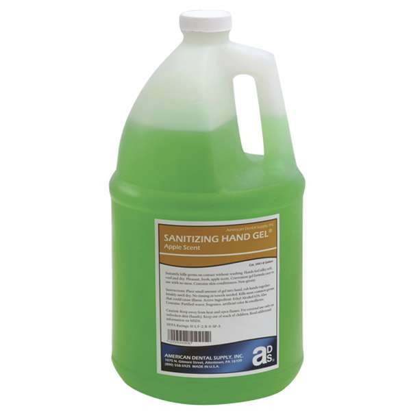 American Dental Hand Sanitizer Gel – Green Apple Scented 1 Gallon Bottle