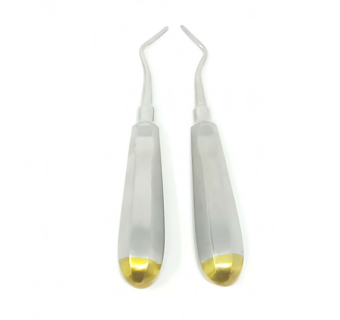 2 Potts Dental Tooth Surgery East West Elevator # 6+7 L&R Standard handle Gold