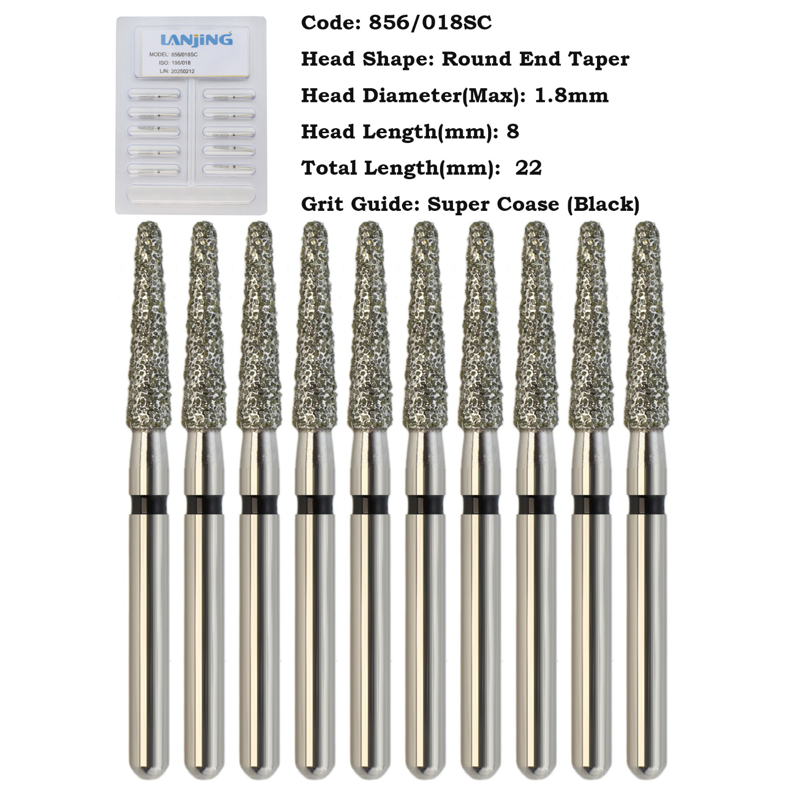 Dental Diamond Burs FG Round End Taper 856 850 Super Coarse Fine High Speed Burr
