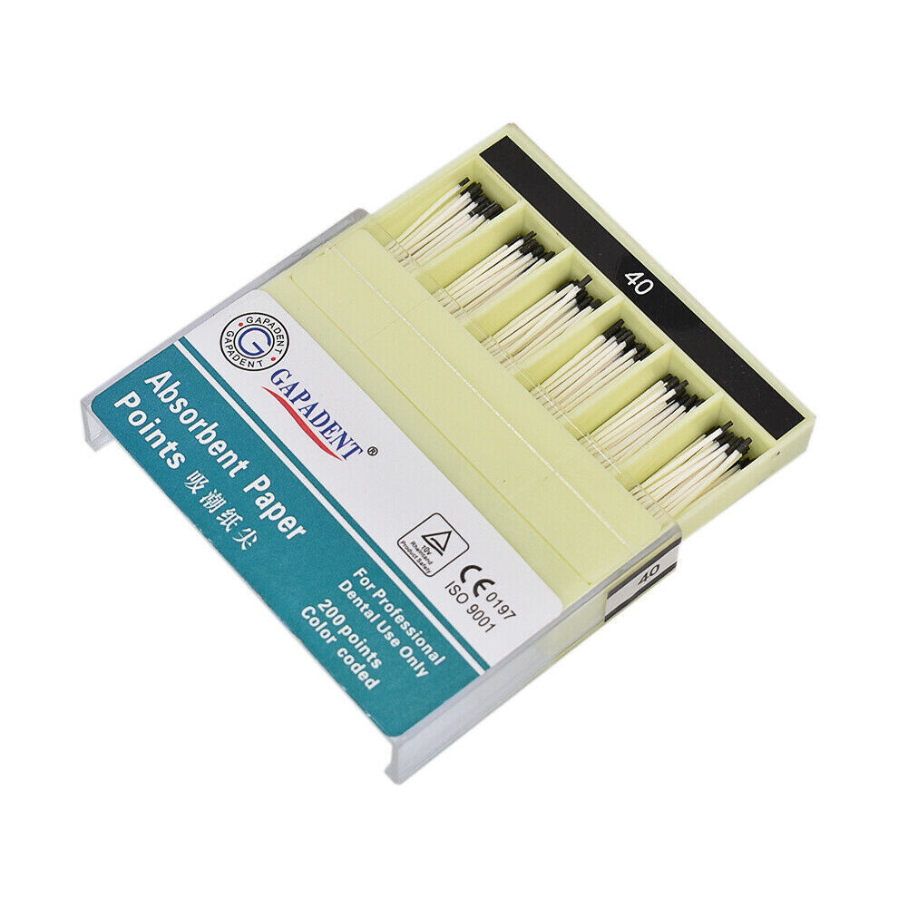 200pc/Box Dental Endodontics Absorbent Paper Points Root Cotton Fiber Tip 40#