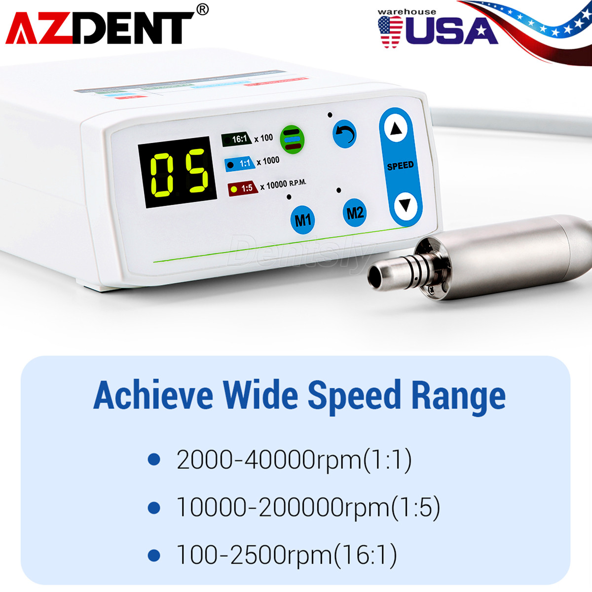 Micromotor LED eléctrico sin cepillo dental spray interno tipo E 3.4Ncm USA