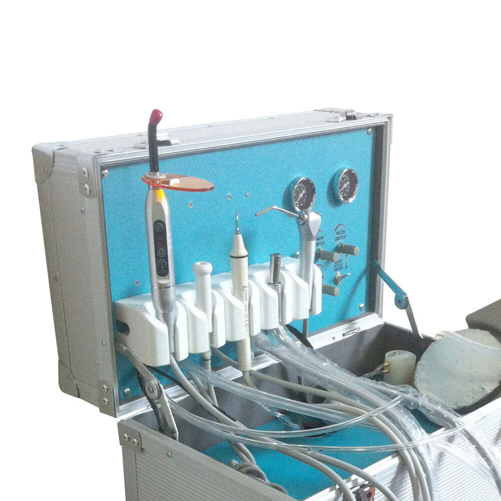 Dental Portable Mobile Delivery Unit Suction Rolling Case 4H Compressor /Chair