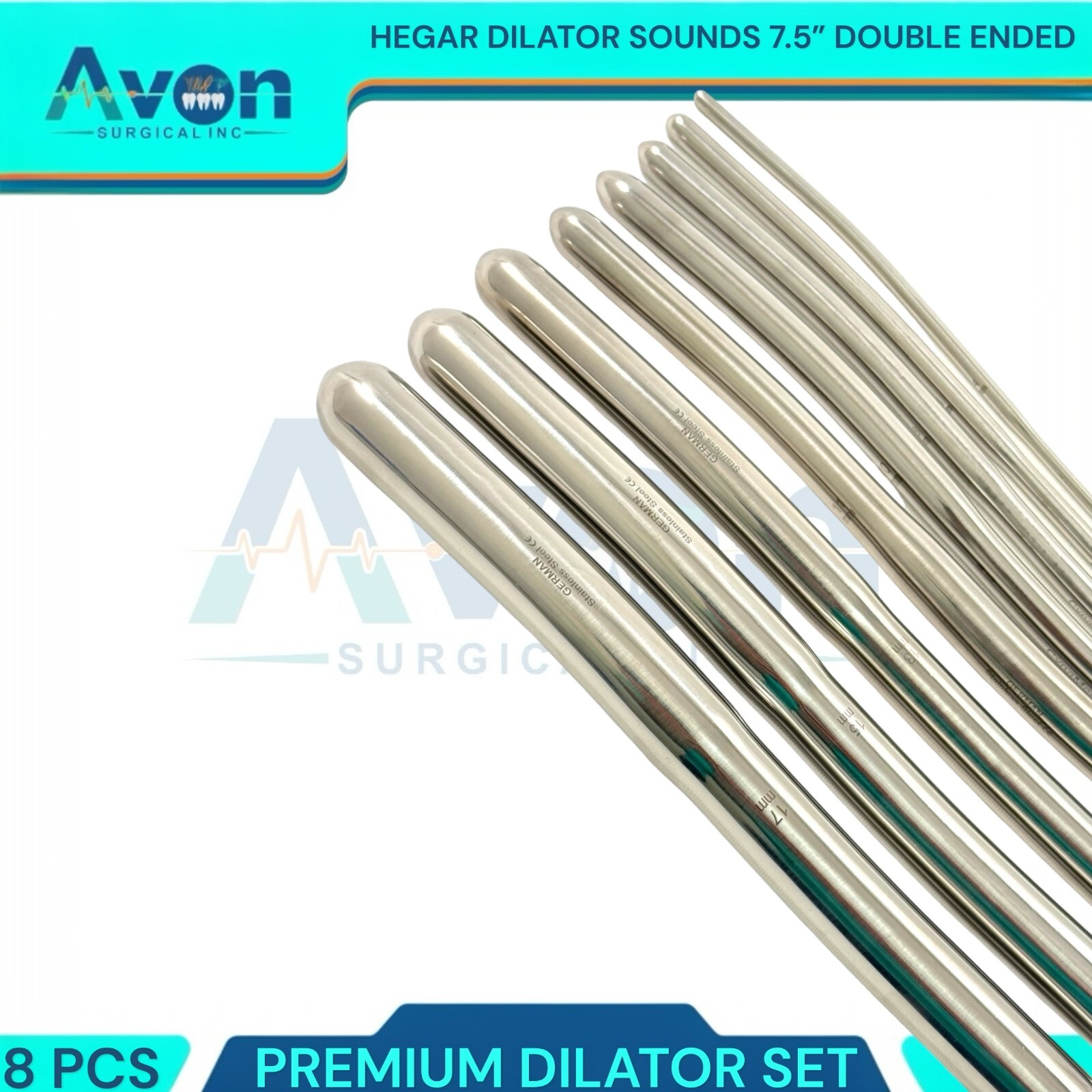 NEW 8 HEGAR DILATOR SOUNDS SET 7.5″GYNO SURGICAL INSTRUMENTS ( PREMIUM GRADE )
