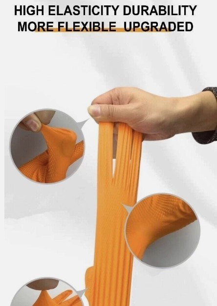 5/100’s (500) XX-LARGE 8 Mil Diamond Textured Orange Nitrile Sure-Tac Gloves
