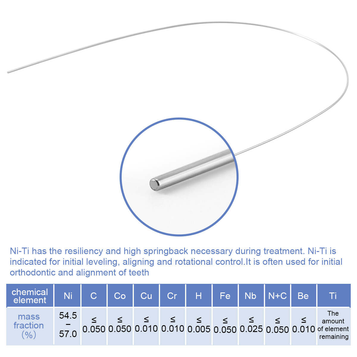 AZDENT Dental Orthodontic Round Arch Wire Super Elastic Niti Ovoid / Nature Form