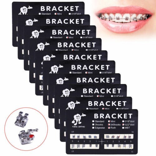10 Packs Dental Orthodontic Metal Brackets Braces Mini Roth.022 Hooks 345