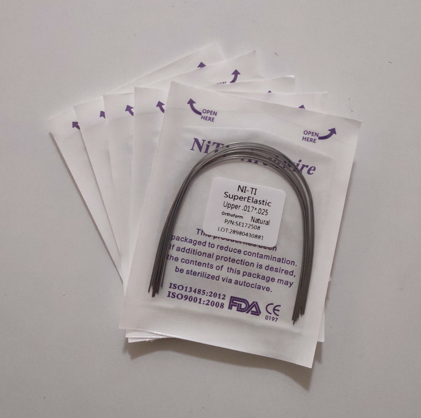 30 Packs Dental Super Elastic NITI Arch Wires Orthodontic Rectangular Natural