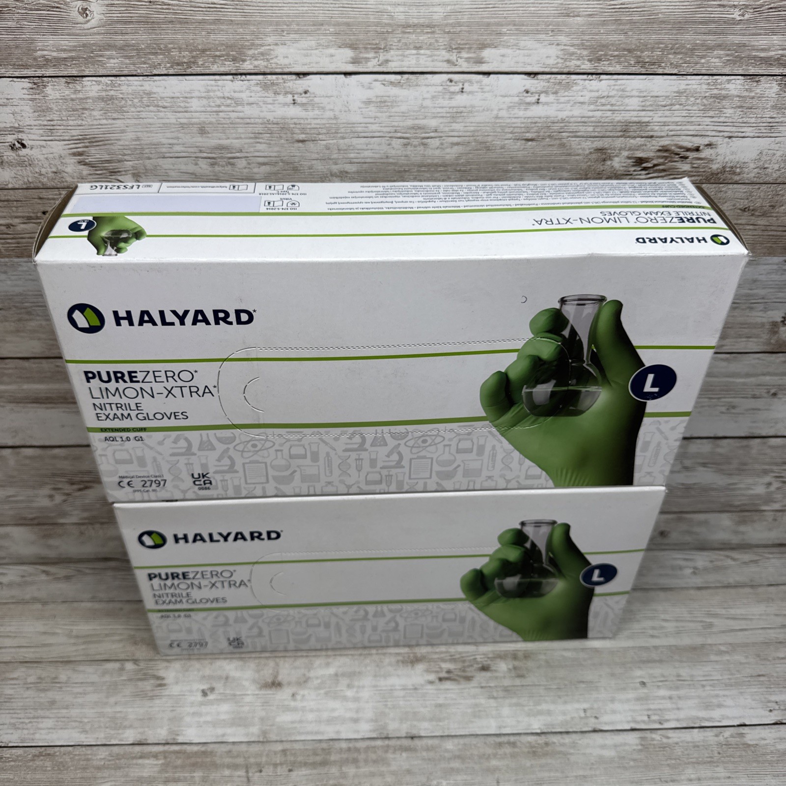 HALYARD PUREZERO LIMON-XTRA Nitrile Exam Gloves *2 Boxes* Size: Large *See Date*