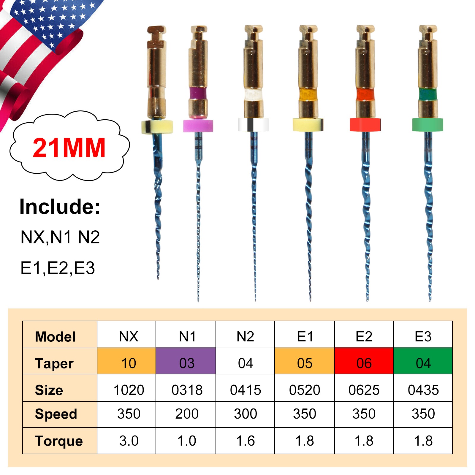 6X Endo Rotary files X-Pro Gold Taper Root Canal endodontic files 21MM