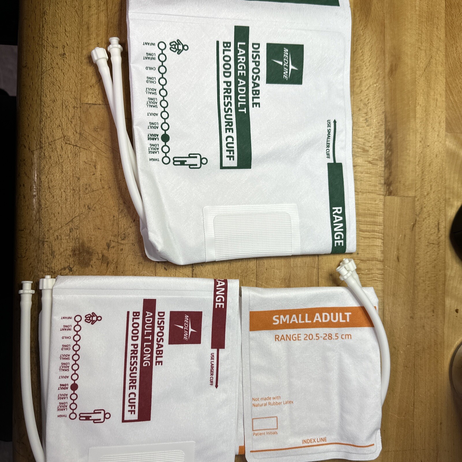 Medline NIBP Cuff Sample Pack 1 Large Adult 1 Small Adult 1 Adult Long 2 Tube