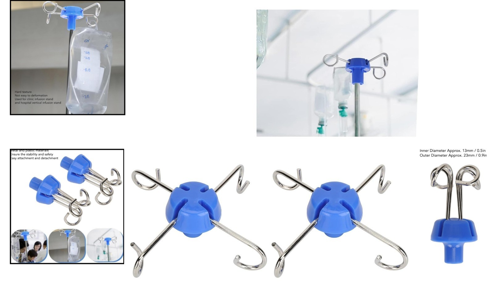 Efficient IV Bag Support Hooks – 2 Pack Metal and Plastic with Secure Hold